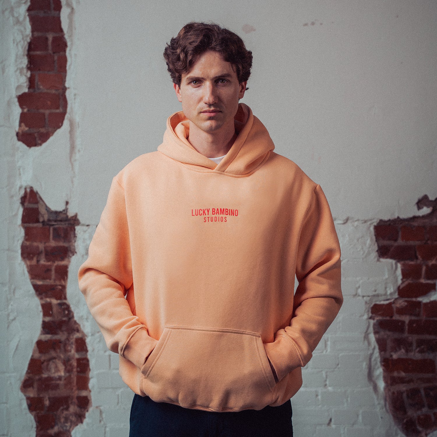 Oversized Hoodie Classic Peach Fuzz (Red Logo)